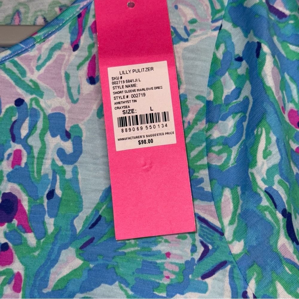 Lilly Pulitzer Short Sleeve Marlowe Dress Amethyst Tin Craysea - Picture 3 of 3